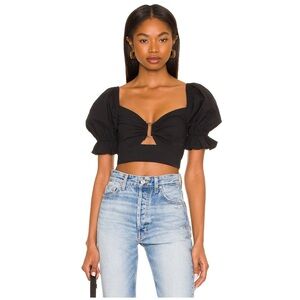 More to Come REVOLVE Black Puff Sleeve Top NWT